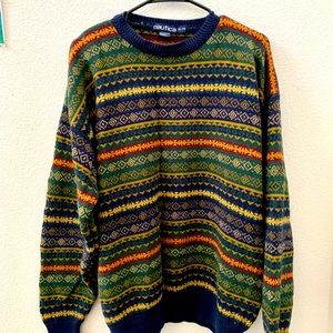 Nautica XL Blue/Green/Yellow Oversized Sweater